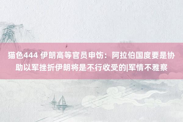 猫色444 伊朗高等官员申饬：阿拉伯国度要是协助以军挫折伊朗将是不行收受的|军情不雅察
