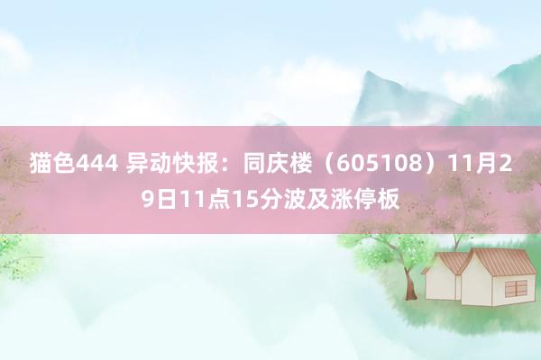 猫色444 异动快报：同庆楼（605108）11月29日11点15分波及涨停板