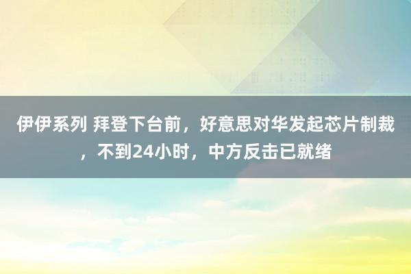 伊伊系列 拜登下台前，好意思对华发起芯片制裁，不到24小时，中方反击已就绪