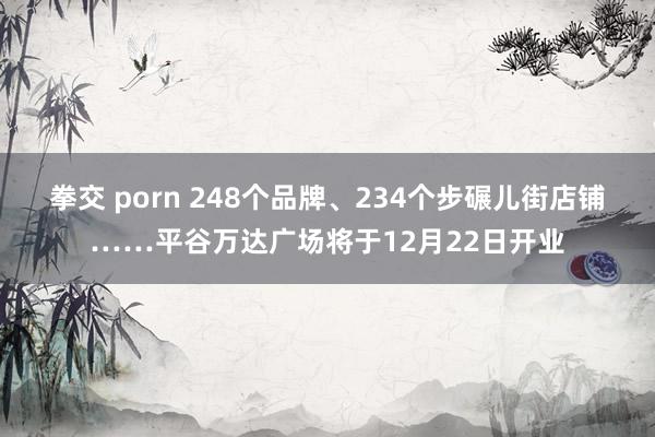 拳交 porn 248个品牌、234个步碾儿街店铺……平谷万达广场将于12月22日开业