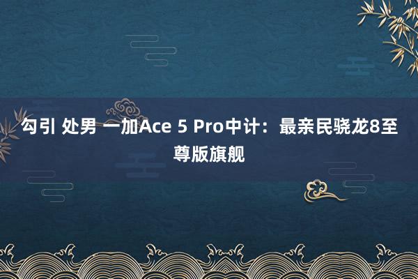 勾引 处男 一加Ace 5 Pro中计：最亲民骁龙8至尊版旗舰