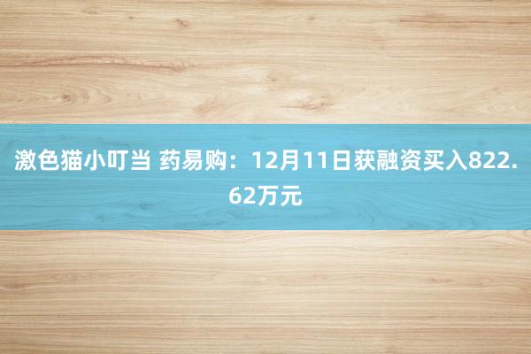 激色猫小叮当 药易购：12月11日获融资买入822.62万元