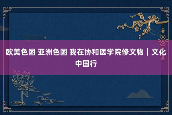 欧美色图 亚洲色图 我在协和医学院修文物｜文化中国行