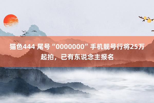 猫色444 尾号“0000000”手机靓号行将25万起拍，已有东说念主报名