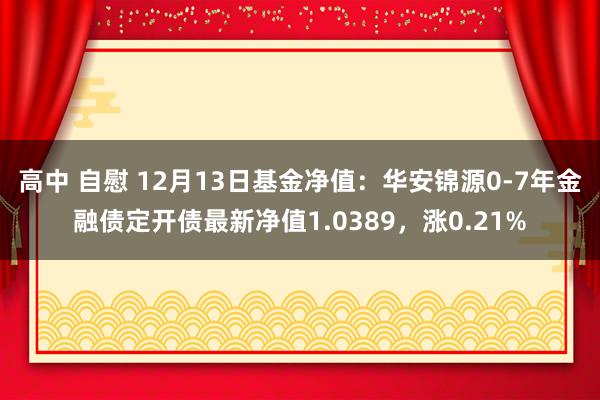 高中 自慰 12月13日基金净值：华安锦源0-7年金融债定开债最新净值1.0389，涨0.21%