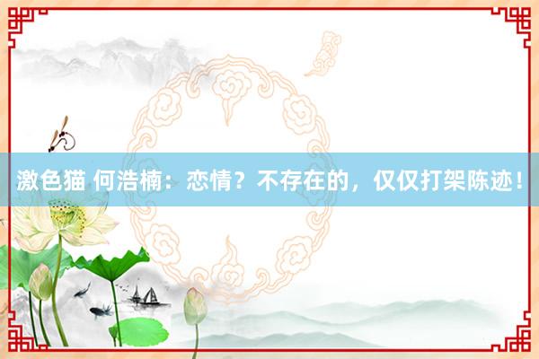 激色猫 何浩楠：恋情？不存在的，仅仅打架陈迹！