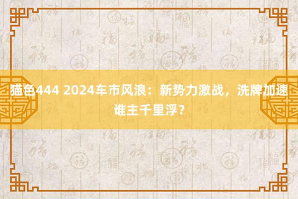 猫色444 2024车市风浪：新势力激战，洗牌加速谁主千里浮？