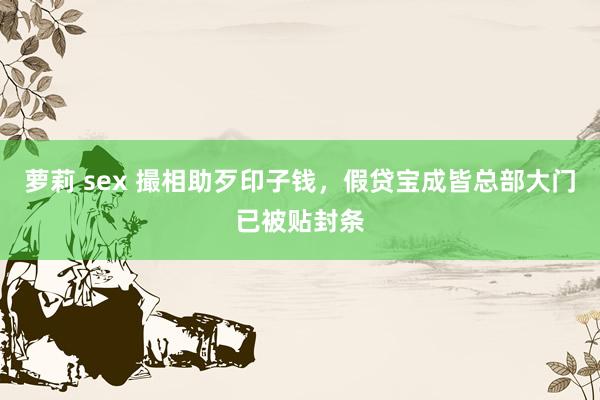 萝莉 sex 撮相助歹印子钱，假贷宝成皆总部大门已被贴封条