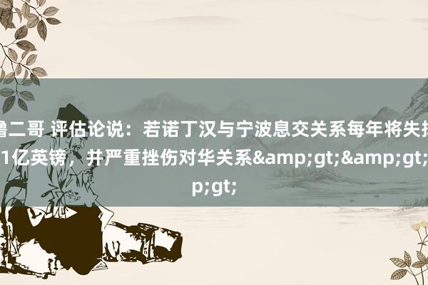 撸二哥 评估论说：若诺丁汉与宁波息交关系每年将失掉1亿英镑，并严重挫伤对华关系&gt;&gt;