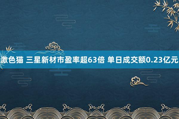 激色猫 三星新材市盈率超63倍 单日成交额0.23亿元
